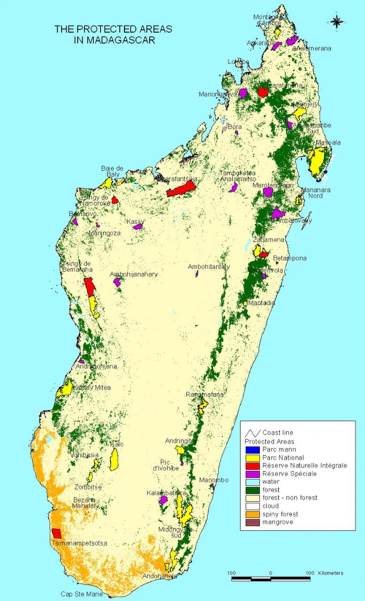 نقشہ مڈغاسکر کے قومی پارک